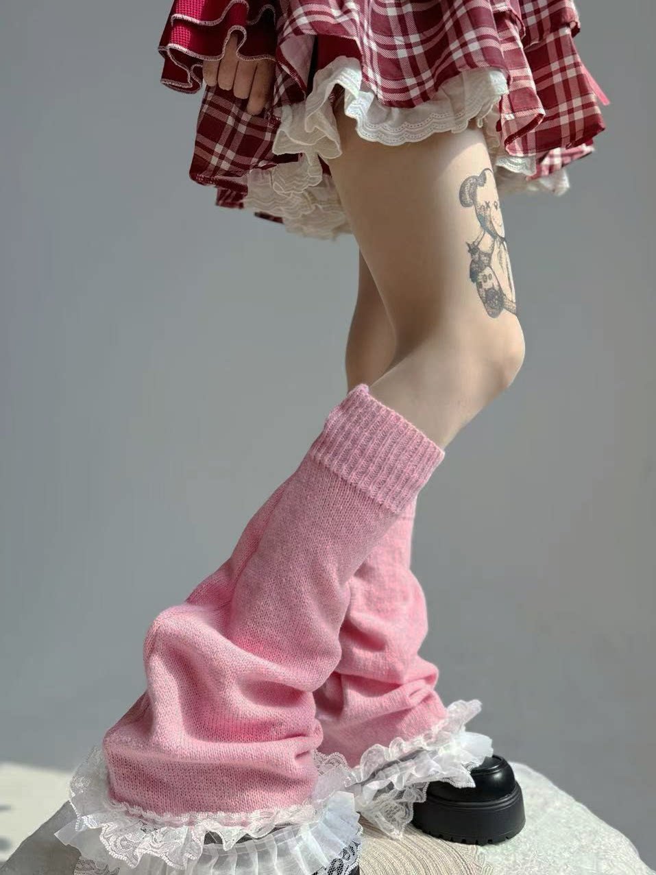 Fantasy Doll - Stacked Lace - Lace-Trimmed Leg Warmers with Ruffled Cuffs