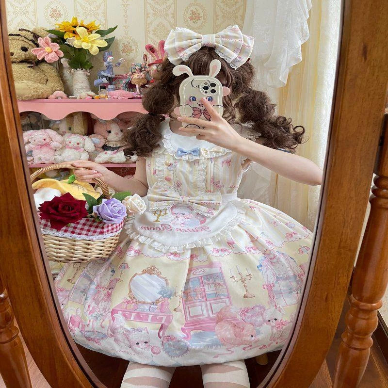 Sweetheart Dream Machine - Toy Room Print - Sleeveless OP Dress with Teddy-Bear Motifs