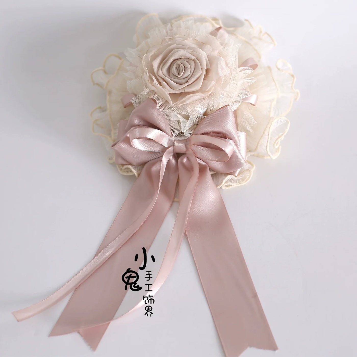 Xiaogui - Elegant Champagne Lolita Headdress - Floral & Bows Headwear