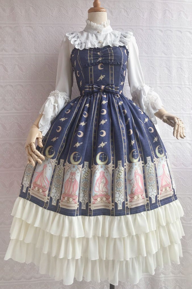 Yilia - Constellation Printing Chiffon - Lolita JSK Dress JSK Dress