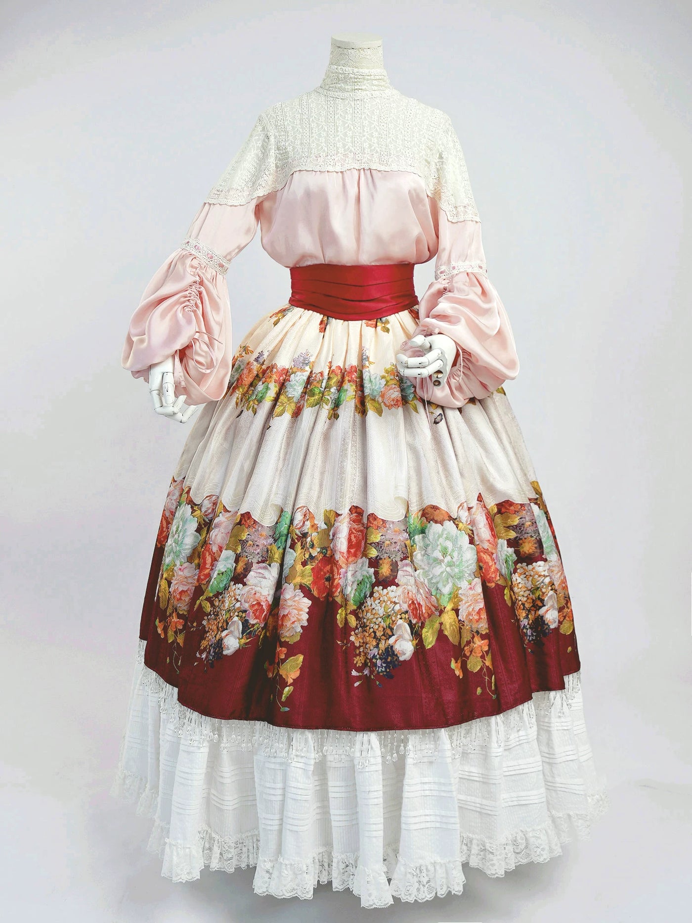 LACE GARDEN - Rainy Season Garden - Blouse and Full Skirt Set with Lace Yoke