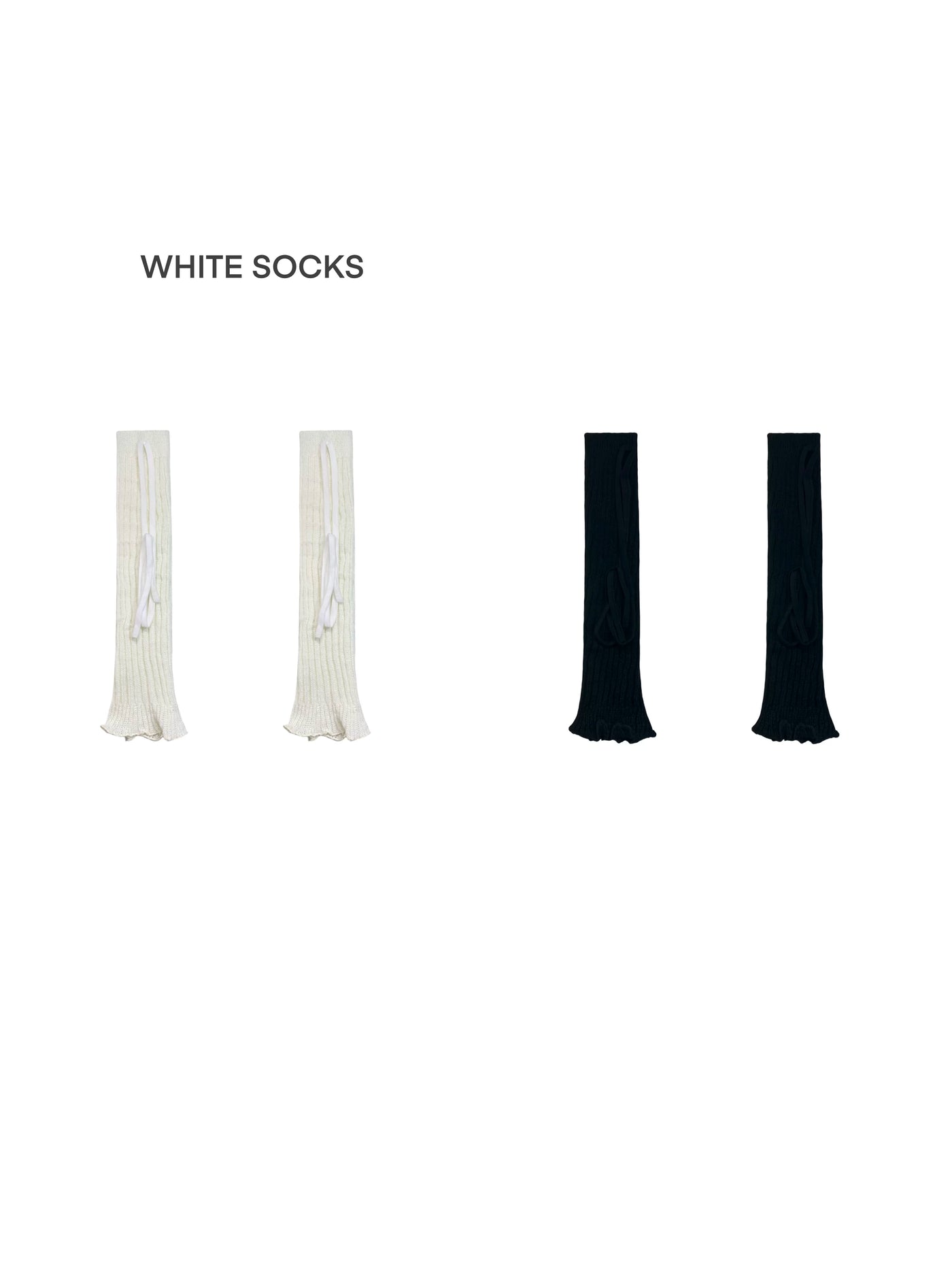 White Socks - Ballet Strap - Ribbed Leg Warmers with Wraparound Strap Details