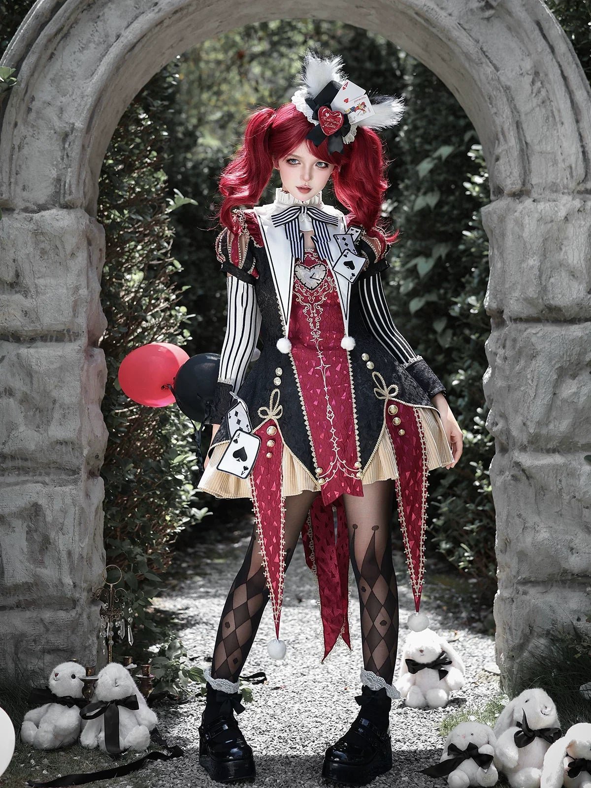 Letters from Unknown Star - Circus Fantasy Night - Gothic Lolita Jacquard Dress, Pointed Tail Hem