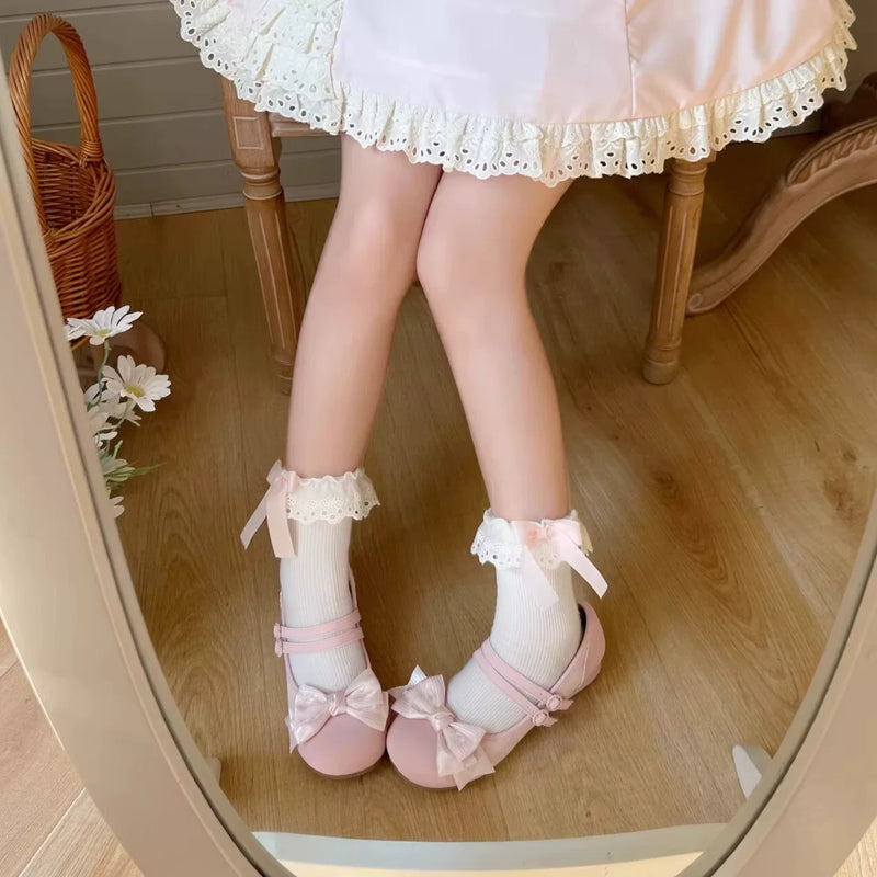 MODO Triple Sakura Triple-Bow Lolita Shoes – design details – view 5