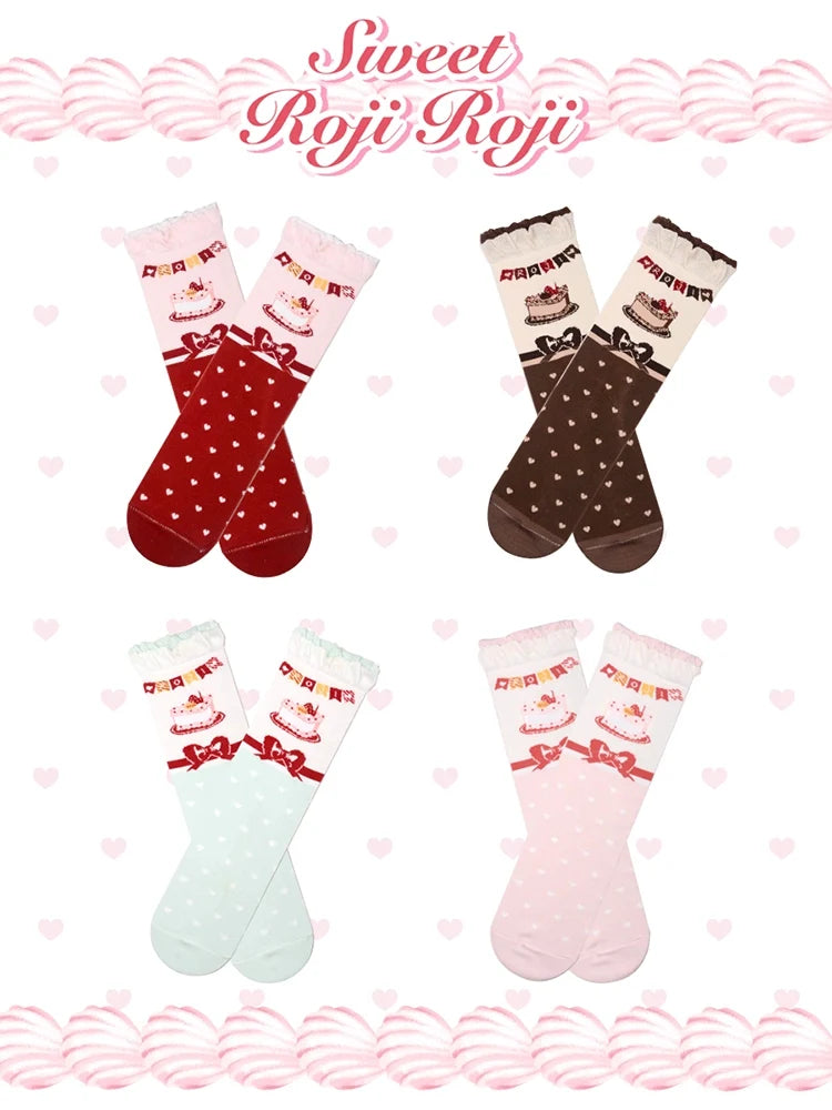 Roji Roji - Sweet Lolita Socks Cake Pattern - Winter Socks Socks