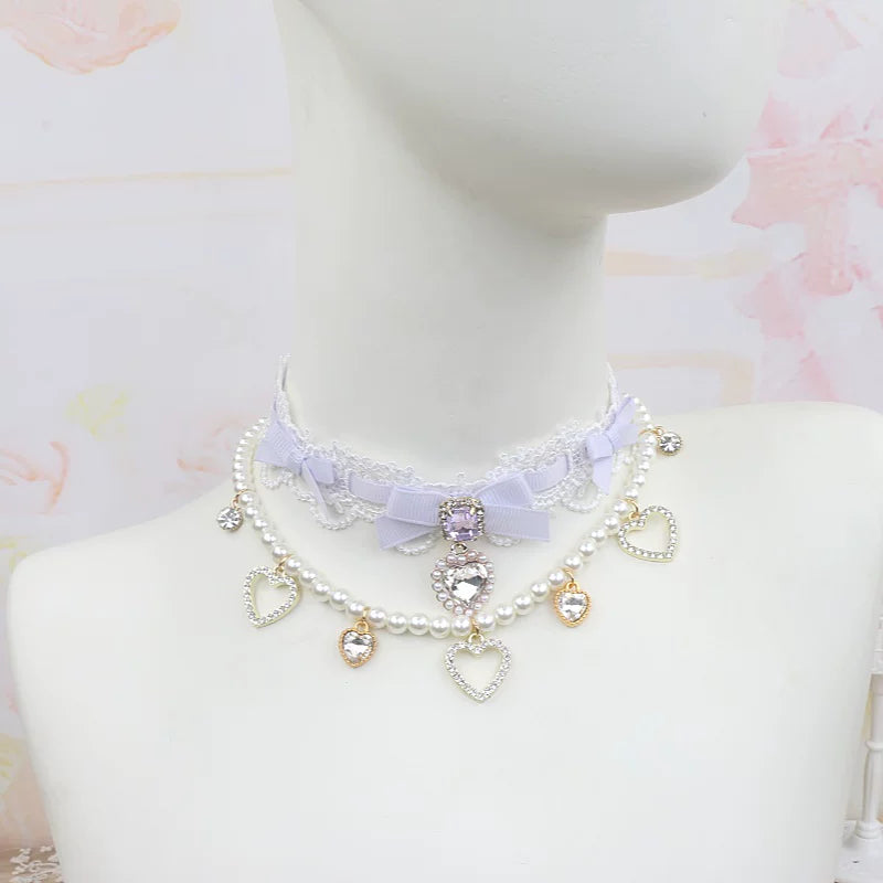 Independent Brand - Heart Pearl Bow - Necklaces, Bracelets and Collars with Heart Charms