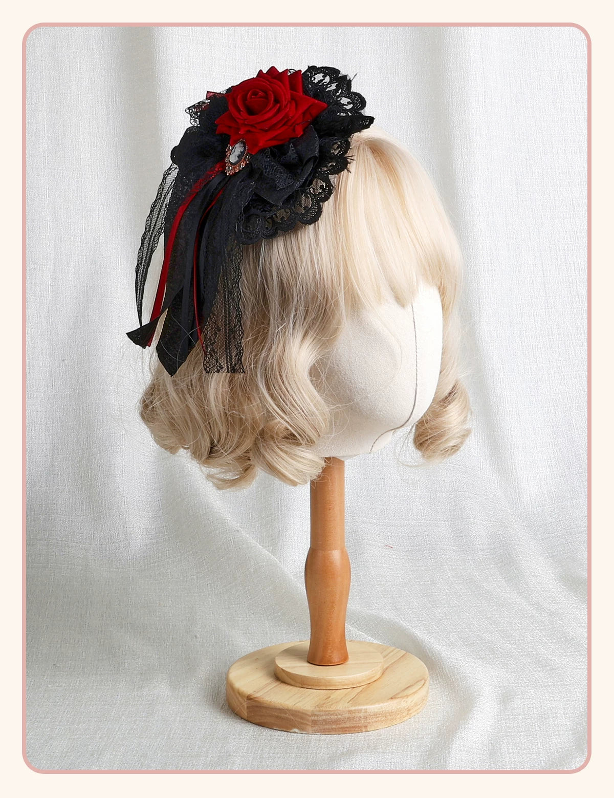 Stardust Rose - Rose Covenant - Lolita Accessories with Red Roses and Black Lace