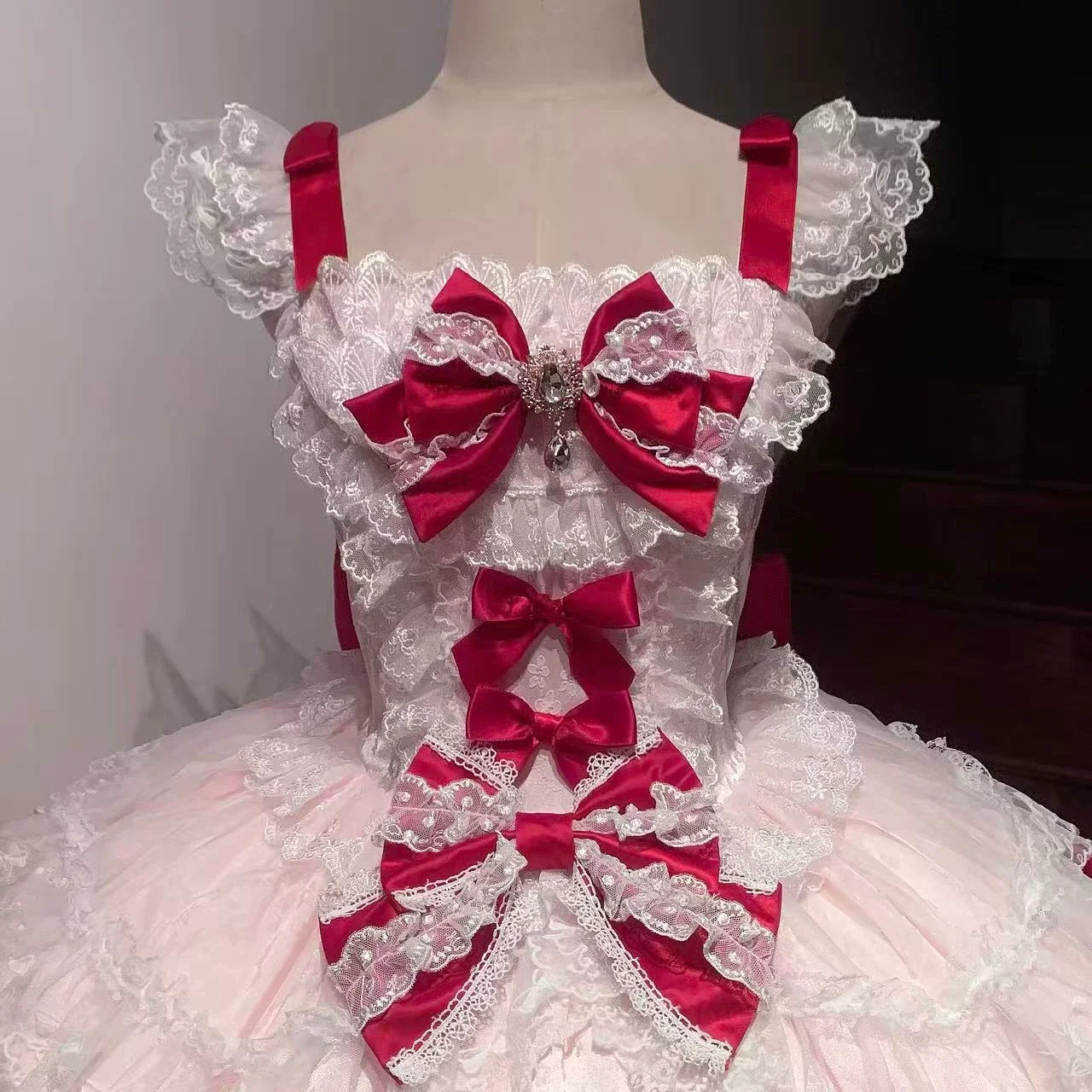 Sugar Girl - Floral Dream Isle - Sweet Lolita Doll-like JSK Dress, Bows & Lace