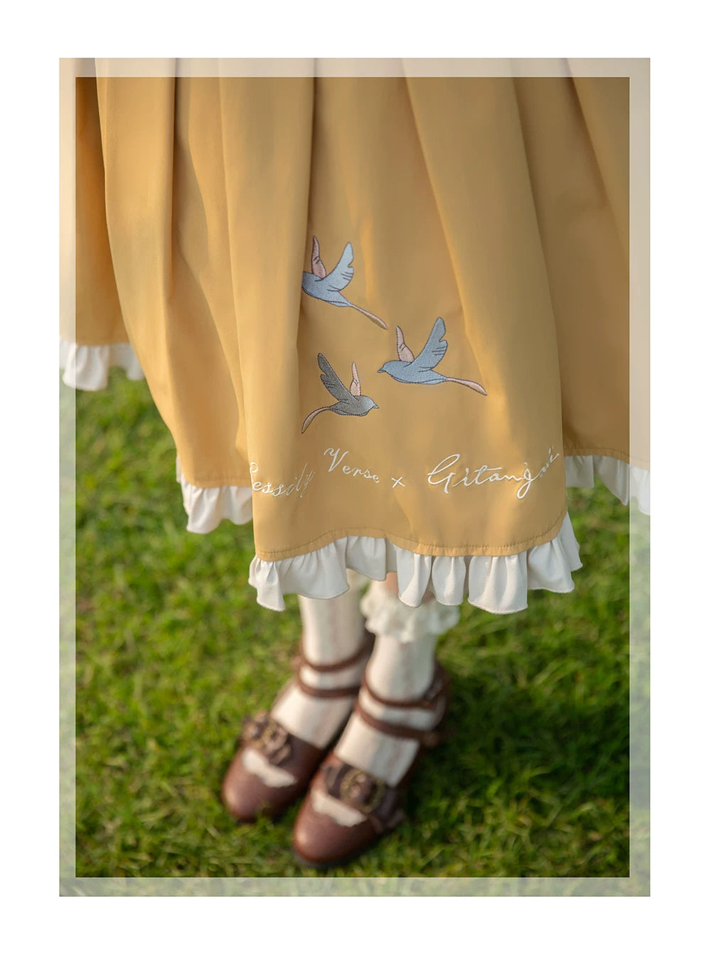 Birds in Flight - Embroidered Summer JSK Dress Set - detail view 2