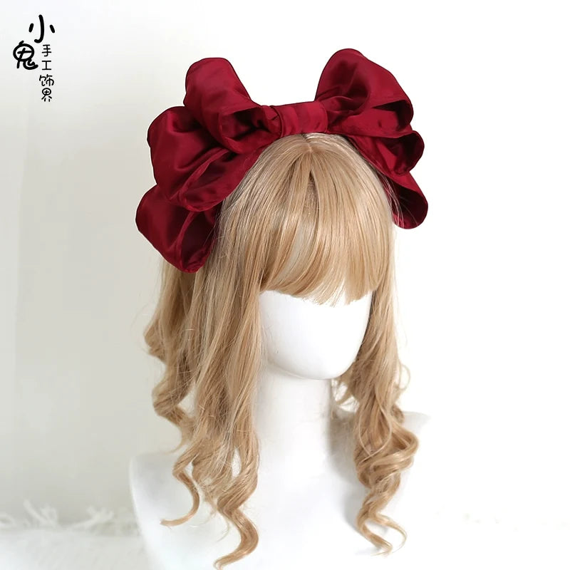 Xiaogui - Satin Doll-like Lolita KC - Layered Bowknot Headwear