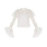 With PUJI - Giverny Spring - Lolita Dress Collection, High-waist Silhouette & Full Skirt - Ecru shoulder ruffle princess sleeves inner top Available now / S