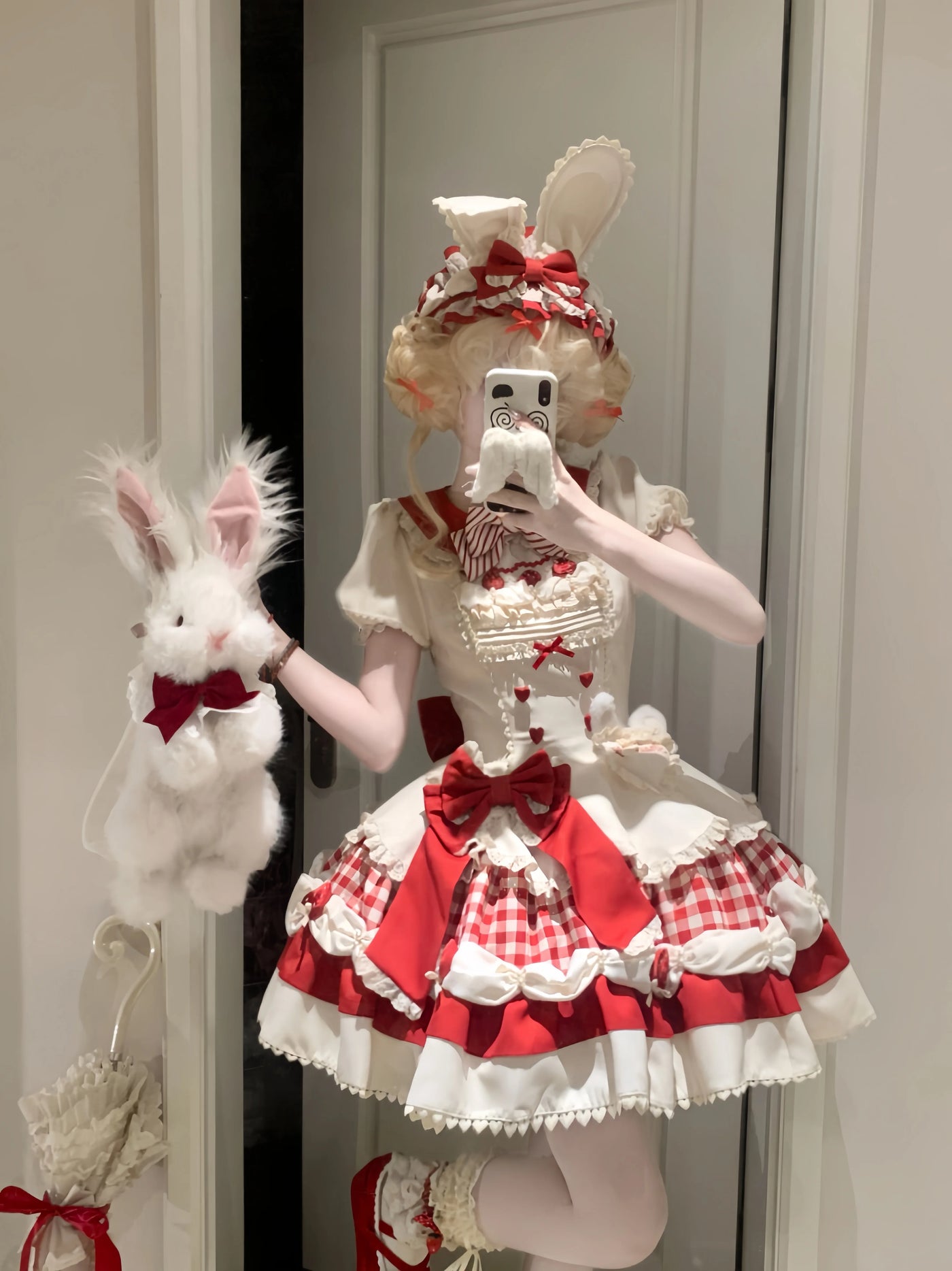 Xian Diandian - Berry Milk - OP or JSK Dress with Layered Ruffles and Bows
