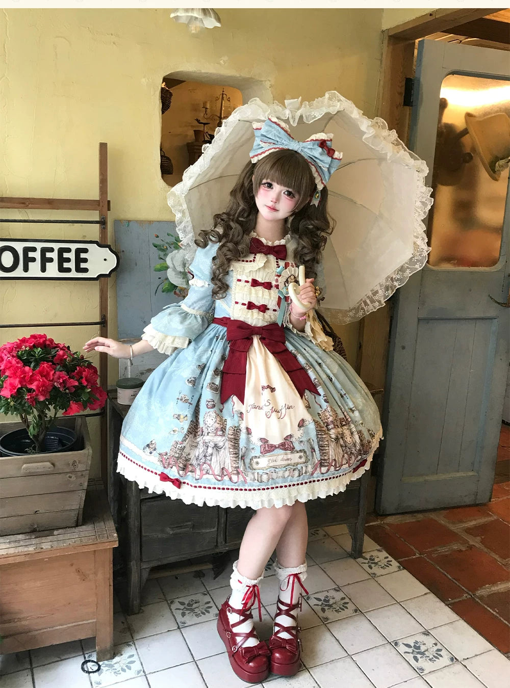 DayRabbit - Muffin Postman - Blue or Beige OP and Pinafore Dresses with Detachable Bows