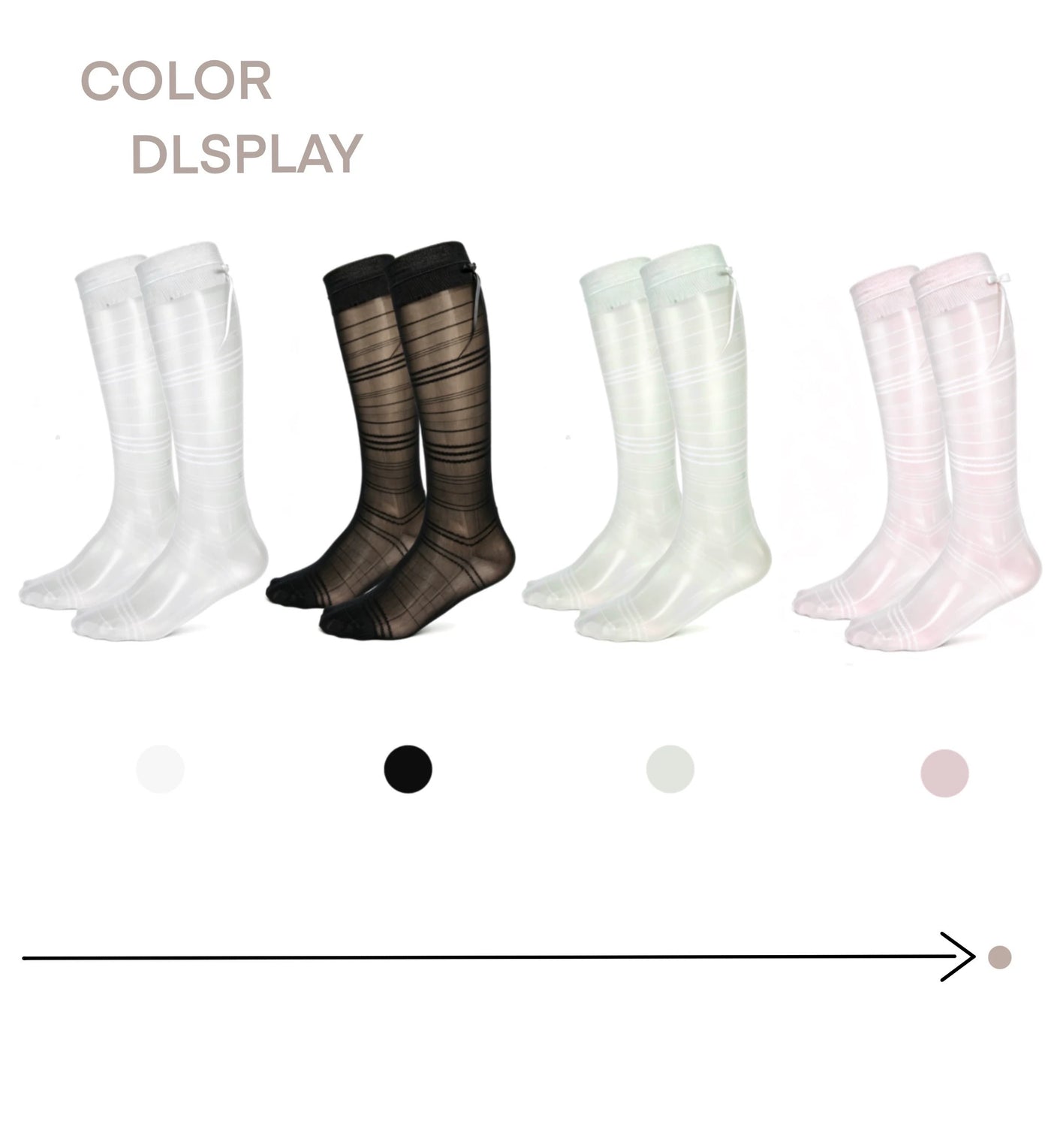 White Socks - Sheer Stripe - Sheer Striped Mid-Calf Socks with Bow Detail