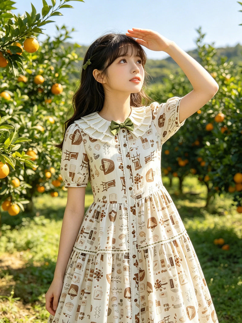 Yueele - Meadow Button Front - Plus-Size Sweet Lolita OP Dress - detail view 4