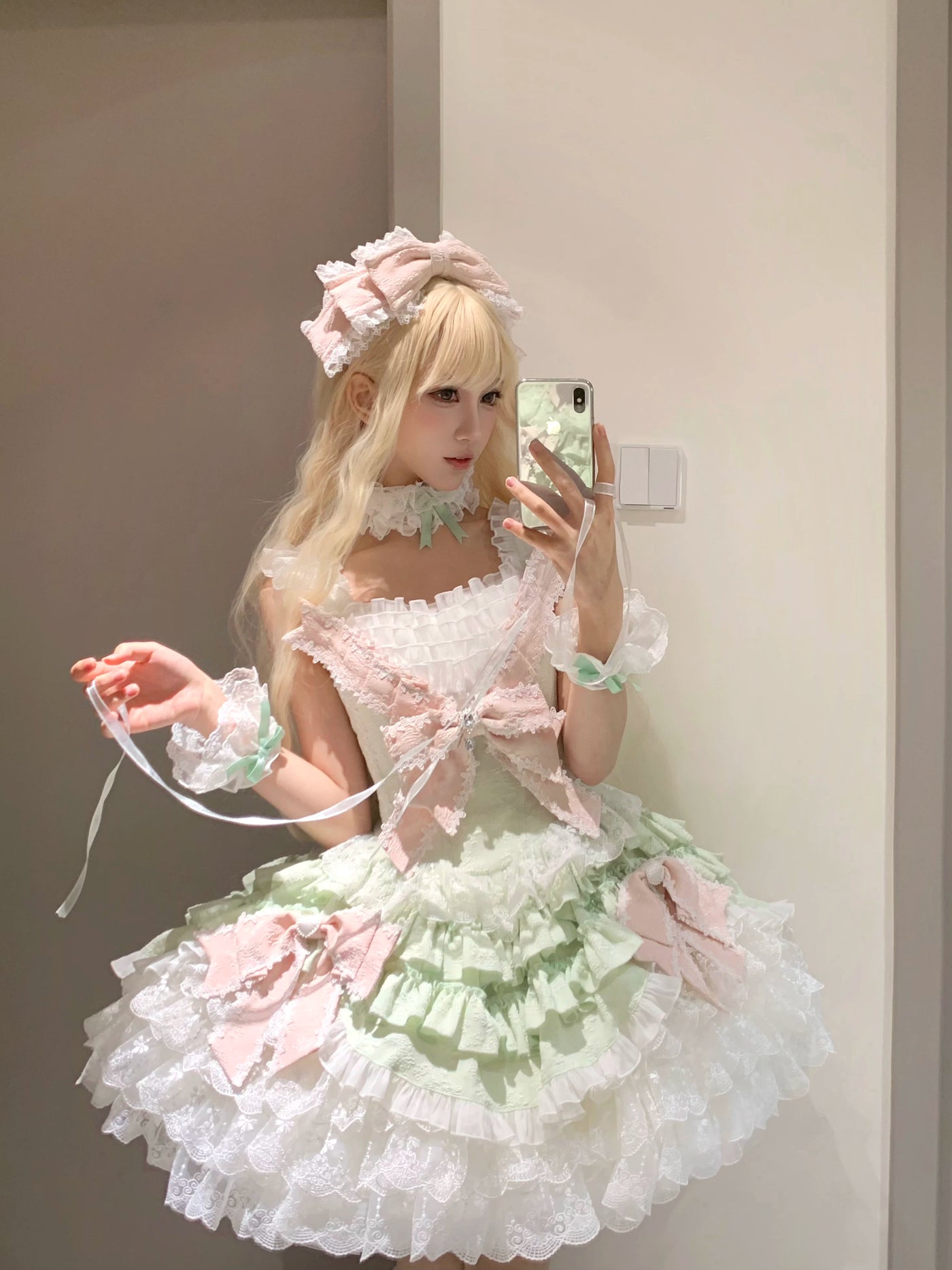 Alice - Dream Bouquet - Lolita Skirt with Tiered Ruffles and Optional Train