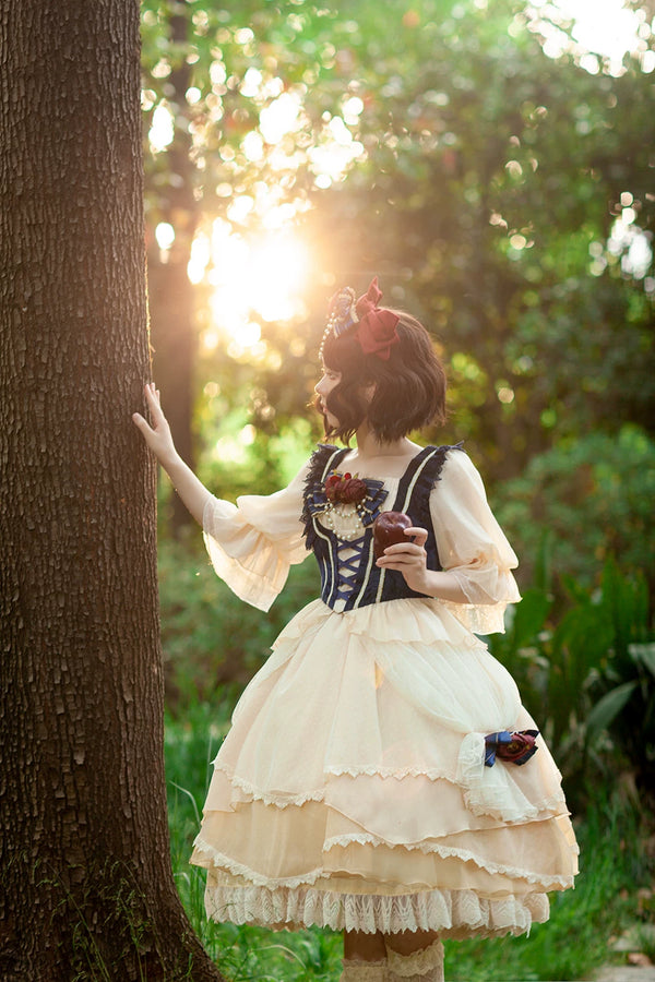 Infanta - Snow White - Velveteen Top & Layered Skirt Set