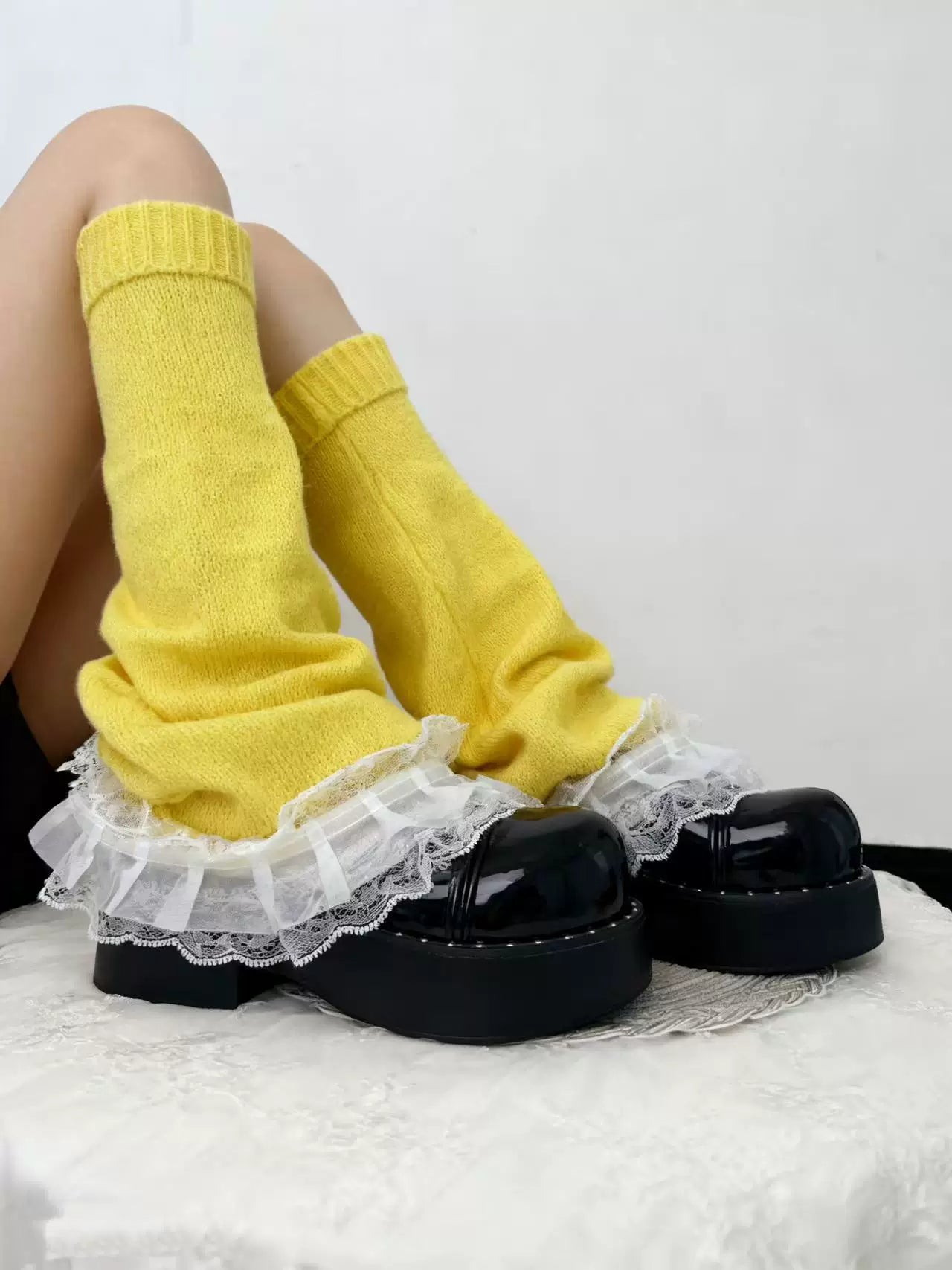 Fantasy Doll - Stacked Lace - Lace-Trimmed Leg Warmers with Ruffled Cuffs