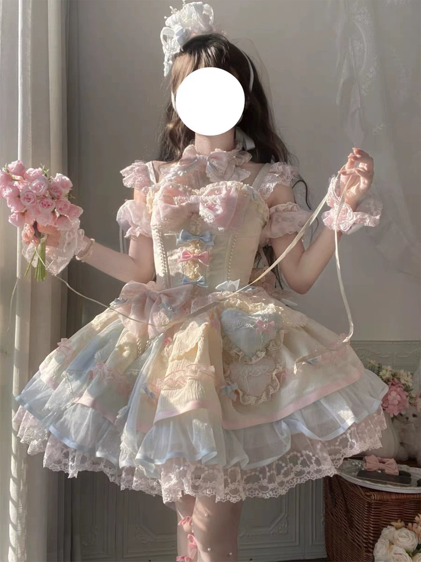 Dream Bunny - Sweetheart Macaron - Pastel JSK dress with layered ruffles