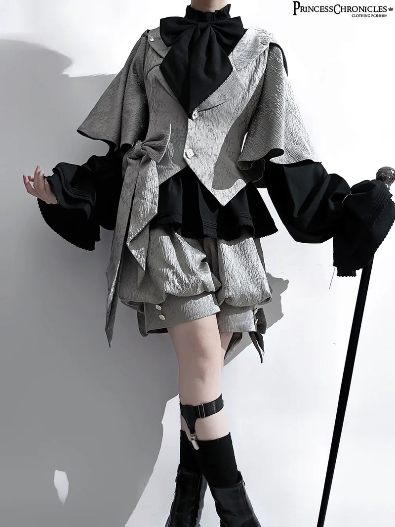 Princess Chronicles - Rabbit Hunting Glacier Gray - Vintage Lolita Grey Coat Kawaii Rabbit Ear Set