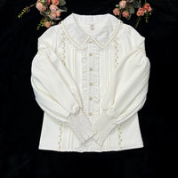 Dimeng Fenshi – Blouse Lolita à col claudine et manches gigot - Ivoire doublé polaire / S