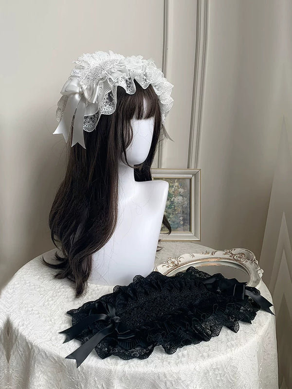 With PUJI - Bei Ly - Lolita Hair Accessory, Lace Trim & Bow Detail product view