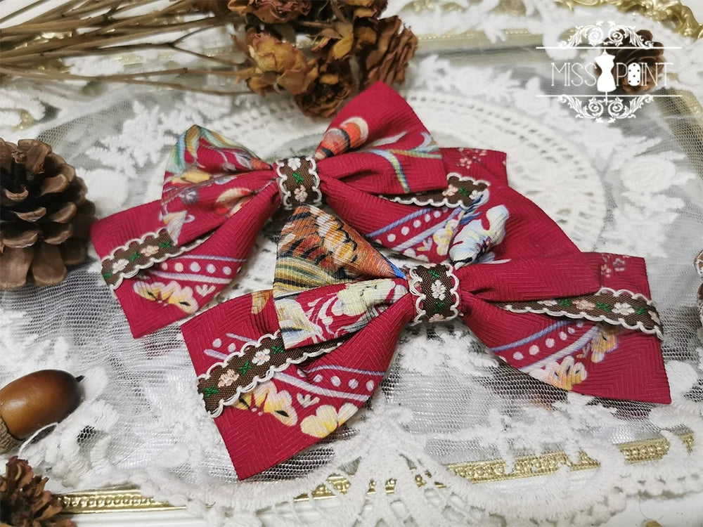 Praise of Abundance - Country Lolita Print Accessories A Pair of Side Clips (red) - Not Sold Separately