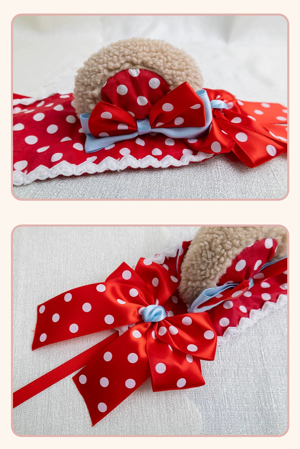 Stardust Rose - Strawberry Polka Dot - Six-Style Headwear Selection with Ice-Blue Ribbons