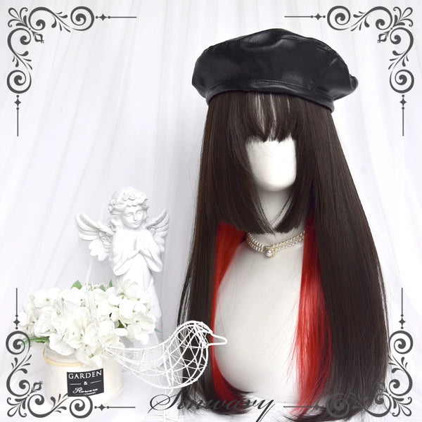 Black straight hime-cut wig with full fringe - view 1
