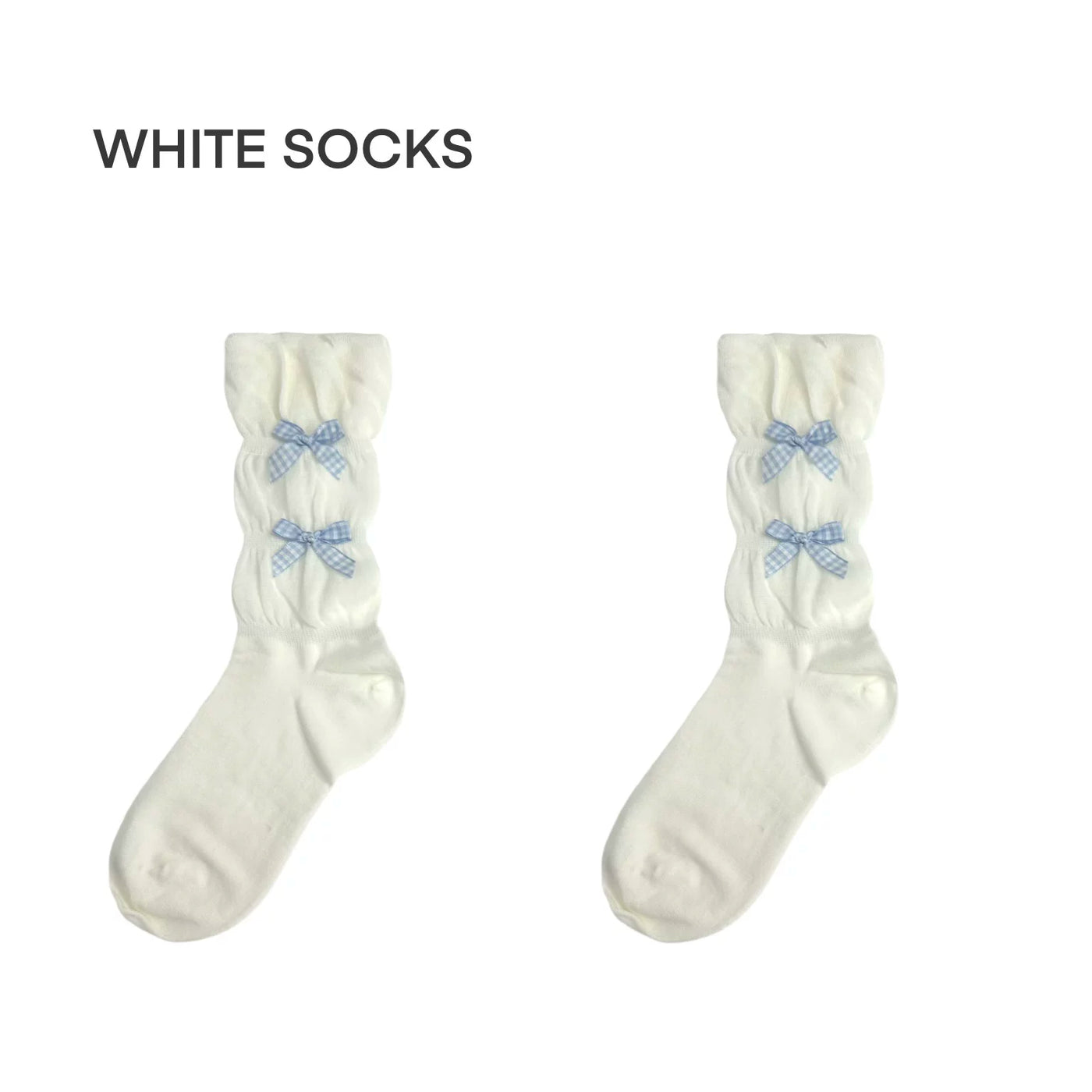 White Socks - Bow Slouch - Slouch Socks with Small Bow Accents