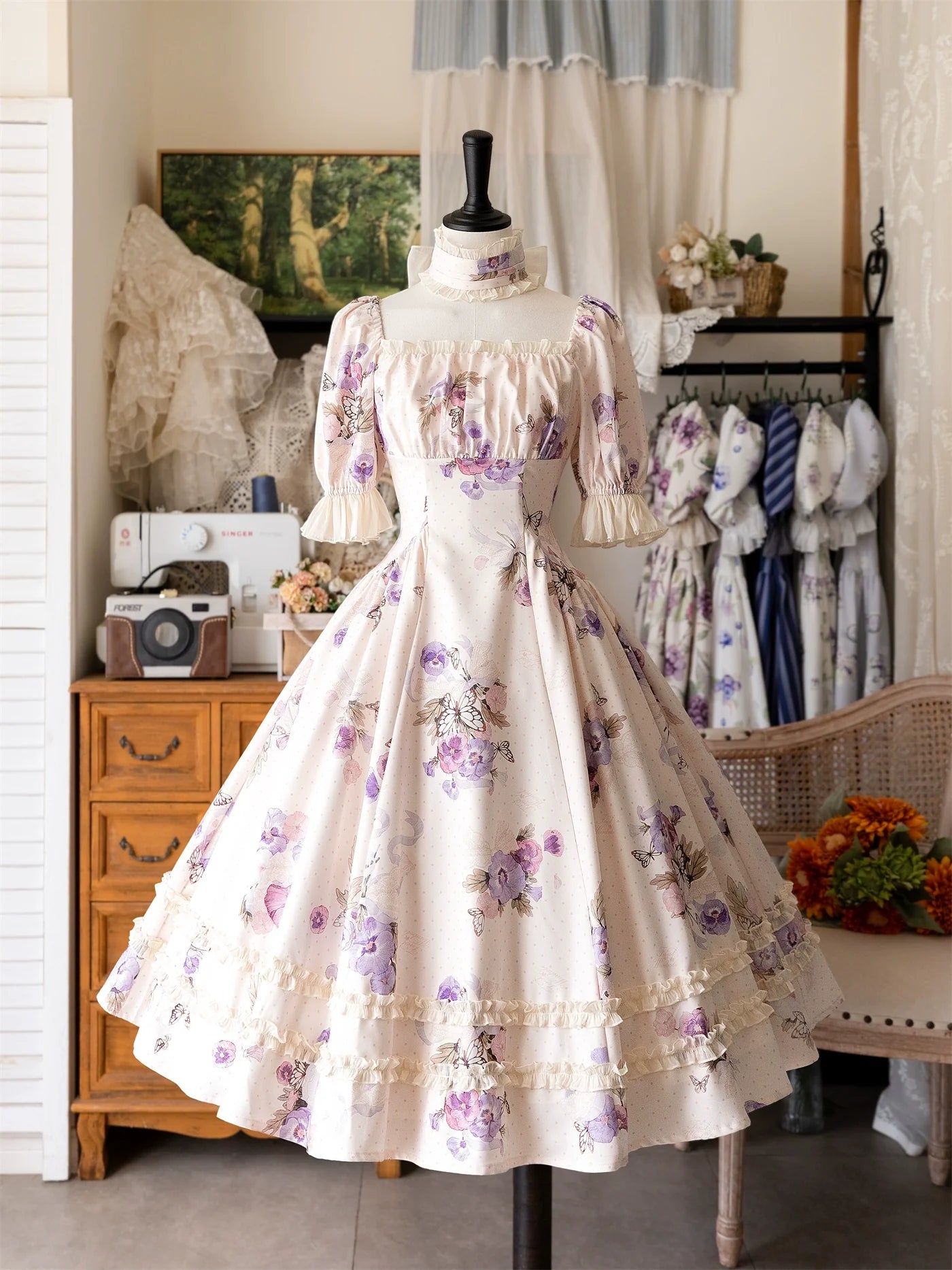 Forest Basket - Classic Lolita OP Dress Floral Print S Pansy