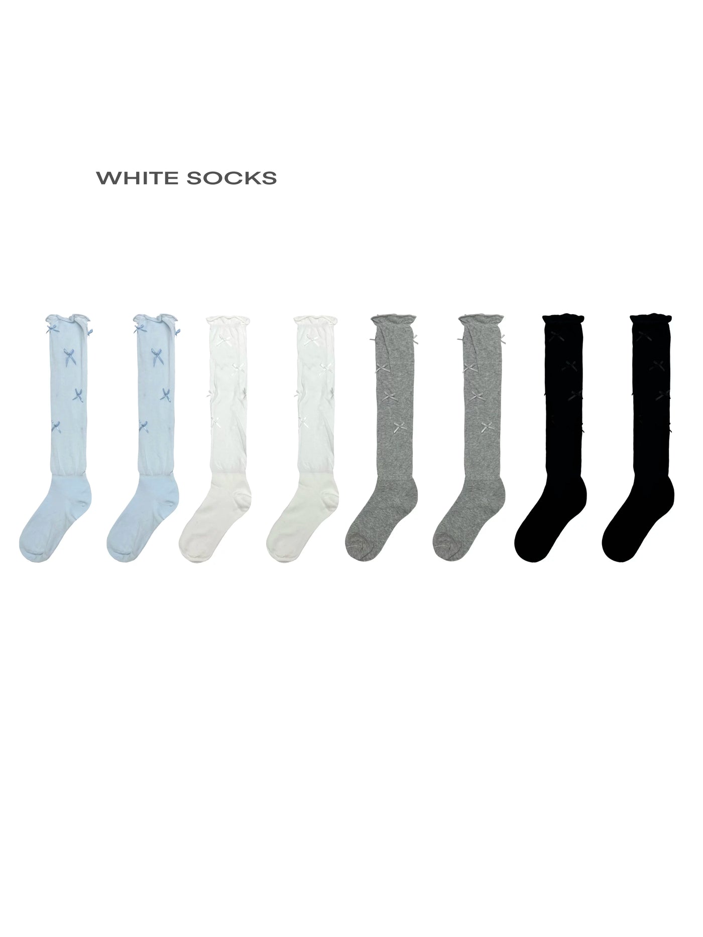 White Socks - Ballet-Inspired Bow - Lightweight Mid-Calf Slouch Socks with Bow Details
