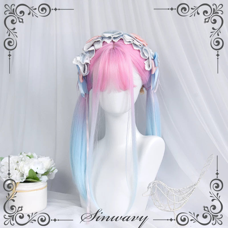 Sinwavy pink-blue gradient straight wig - view 3