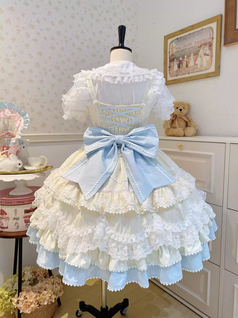 Fondant Cake - Summer Sweet Lolita JSK Dress, Tiered Ruffles and Bows (M) / L M S) 42612:762147