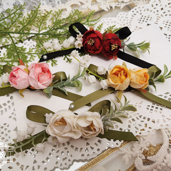 Miss Point - Sally's Garden - Lolita Flower Bow Lace Necklace