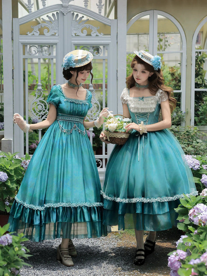 With PUJI - Water Lily - Lolita Dress Collection, Print & High-waist Silhouette