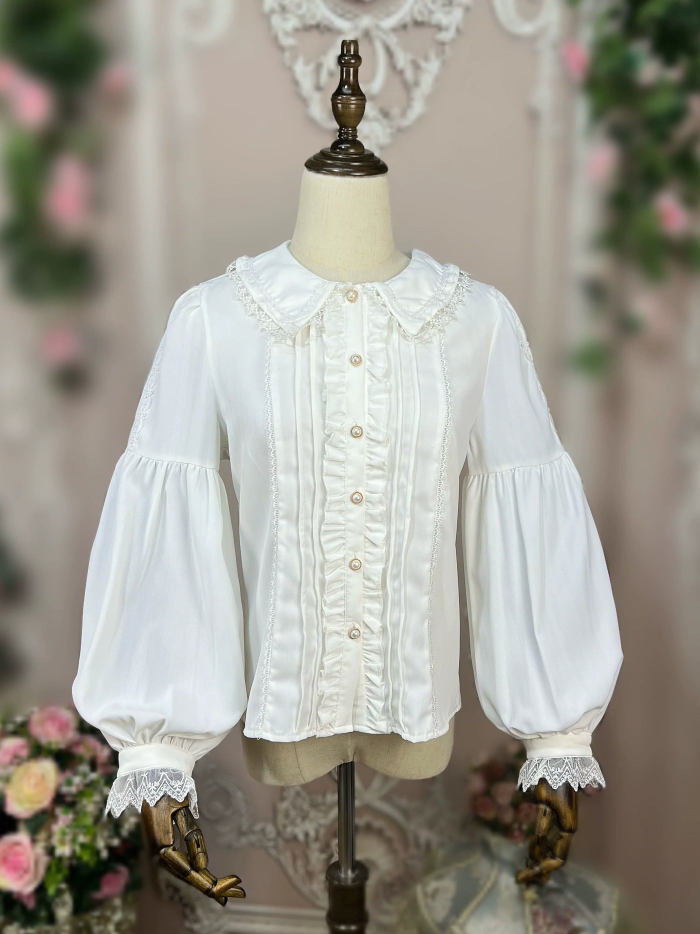 DMFS Lolita - Sweet Lolita Blouse Winter Doll - Collar Shirt Long Sleeve Fit Top Innerwear