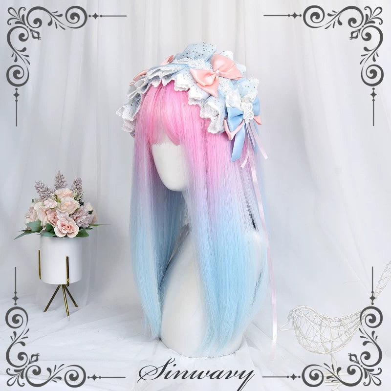 Sinwavy pink-blue gradient straight wig - view 4