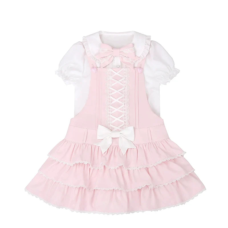 To Alice - Old School - Lolita salopette with a three-tiered ruffled skirt