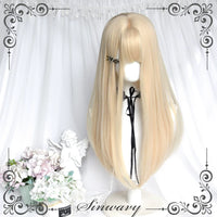 Sinwavy - Snow Princess - Cream Beige Blunt Lolita Princess-Cut Wig - Cream beige - without side locks
