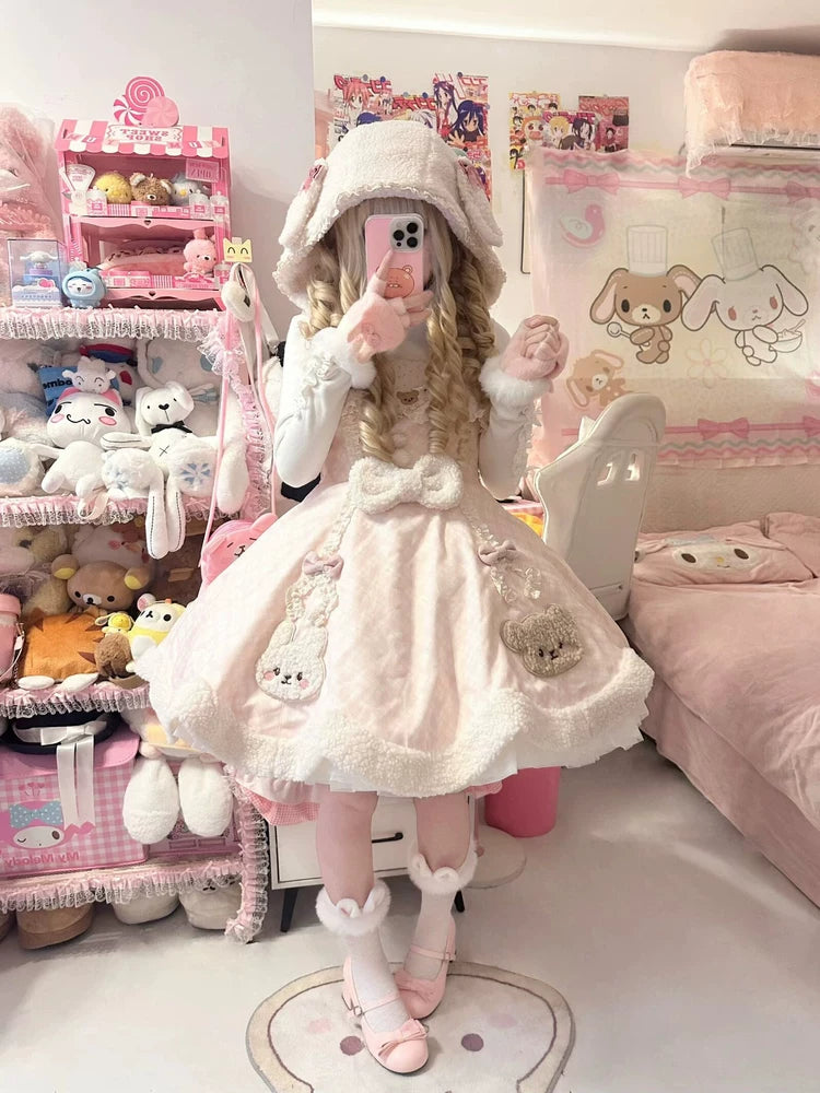 Yizhi Lamb Bunny & Bear Claw-Machine Winter JSK — additional product view
