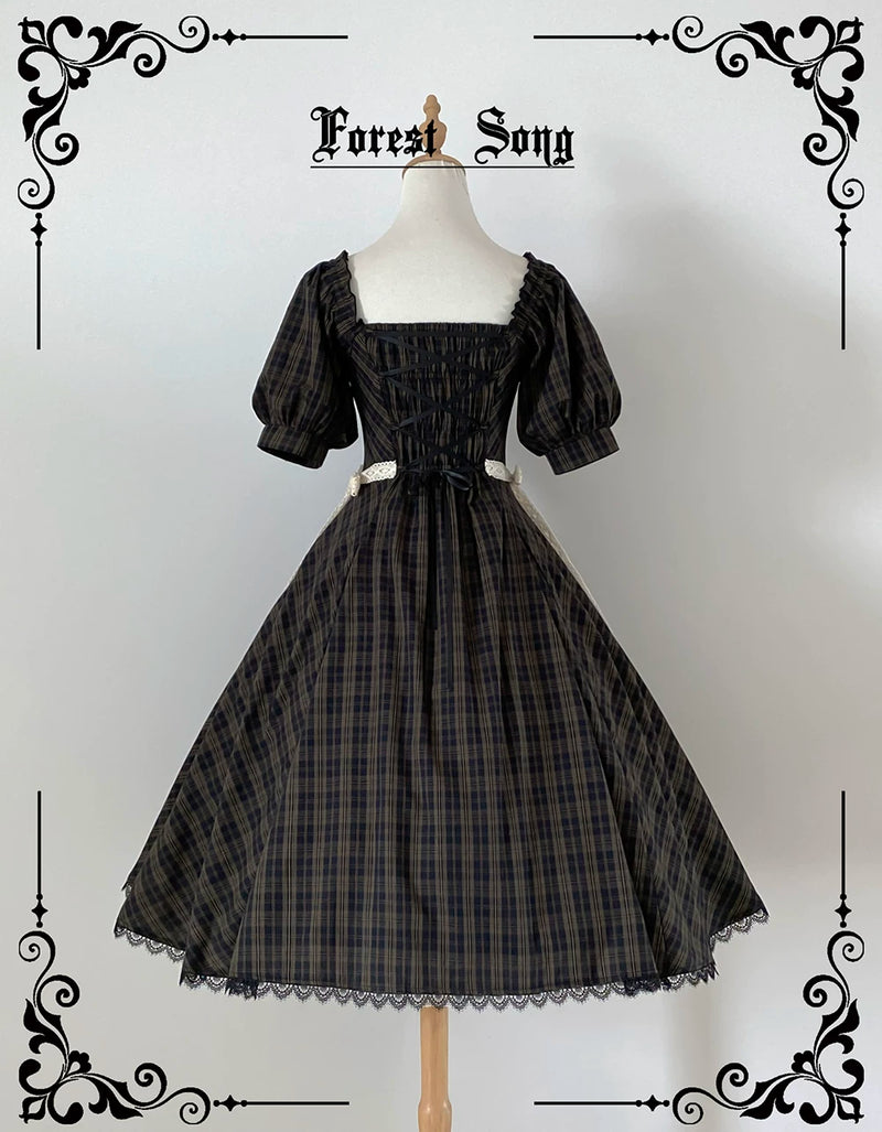 Forest Song - Josephine Academy - Plaid Panelled OP Dress - detail view 5