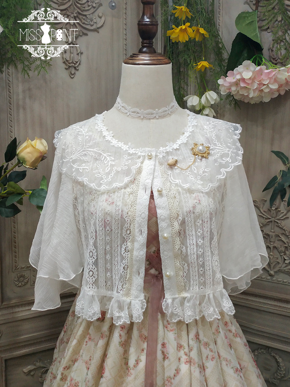 Woody Rose - Elegant Retro Lolita Blouse S white short sleeve
