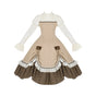 Lace Stand Collar 7-piece Cut Color-block Fake Two-piece Long OP Pre-order in stock / S