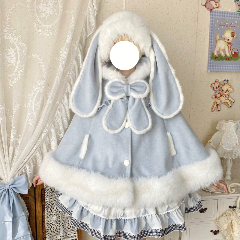 Qianmu - Lop Bunny - Kawaii Lolita Plush Hooded Cape