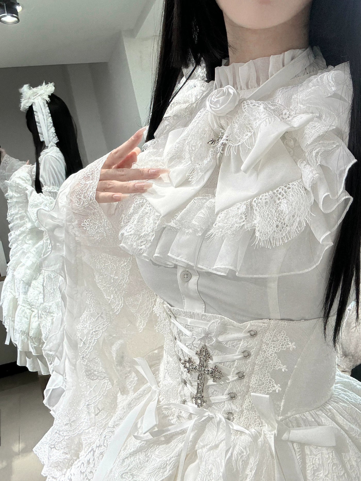 Nightingale Girl - Eternal Taboo - Gothic Lolita Skirt with Princess Sleeve Blouse