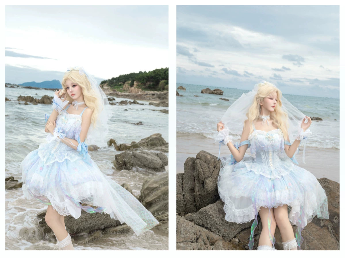Thousand Wood - Mermaid's Tears - Lace JSK Full Set with Veil and Sleeves