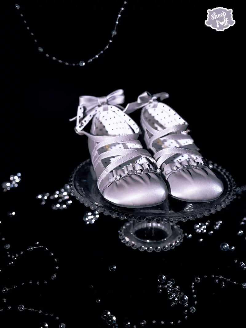 Sheep Puff Shell Ballet Lolita Shoes featuring puff shell design, ballet style, with a delicate, feminine look.