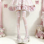 White socks, pink bow / One Size