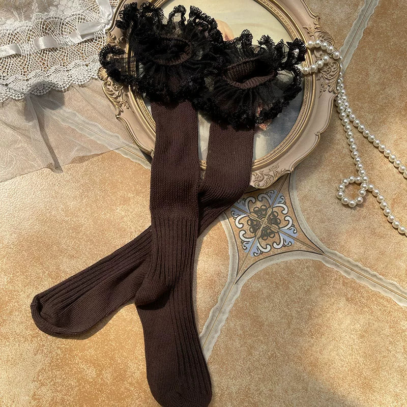 Sock Noble - Cloud Lace - Scrunch Mid-Calf Socks with Lace Trim
